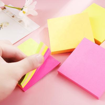 China 3x3 Self Adhesive Strong Adhesive Sticky Notes In Mail Power Bright Colorful Super Collage Notepads for sale