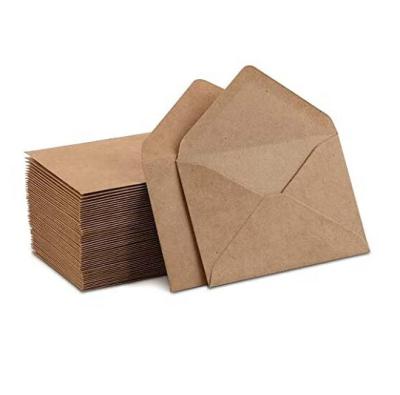 China Greeting Gift Cards and Holders Mini Brown Kraft Business Cards Invitation Envelope Envelopes for sale