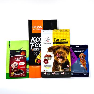 China Wholesale Disposable Logo Plastic Customized Eight Side Seal Stand Up Flat Bottom Dog Food Biodegradable Bag for sale