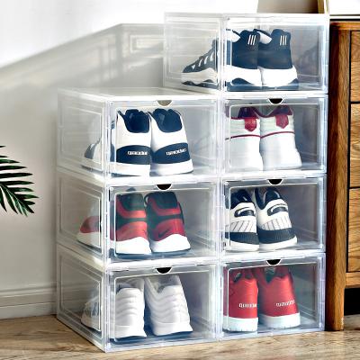 China China Custom Plastic Hot Selling Clear Adjustable Factory DIY (Size) Stacking Drawer Shoe Storage Container Store Shoe Box for sale