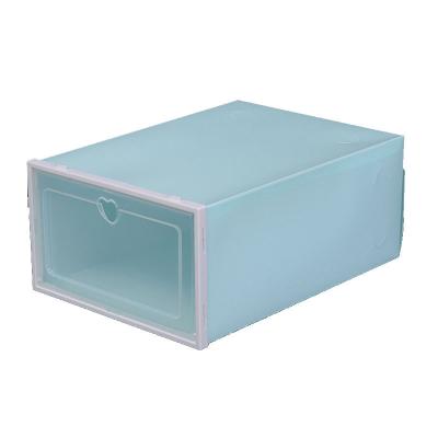 China Flip Folding Thickened Clear Plastic Shoe Box Large Can Be Stacked Dustproof Finished Shoe Storage for sale