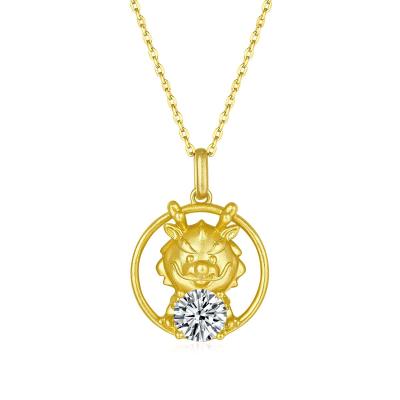 China Hot Selling Gold Plated Personalized Lucky Chinese Zodiac Dragon Pendant Necklace 18k Gold Plated for sale