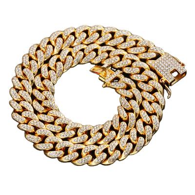 China Other fashion 18K gold plated jewelry 20mm cuban chain iced out chain gold and silver color hot-selling in Dubai and America for sale