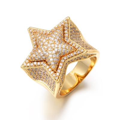 China Gold Plated Fashion Luxury Jewelry Inlaid With Diamonds Starfish Gold Plated Three Dimensional Ring for sale