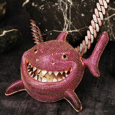 China Hot Sale Environmentally Friendly Hops Shark Hip Pendant Ribbon Plated Gift Shark Shaped Pendant Necklace for sale