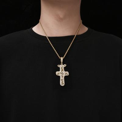 China Gold Plated Hip Hop Jewelry 2021 Round Diamond Drip Cross Pendant In Rose Gold Iced Out Hip Hop Jewelry for sale