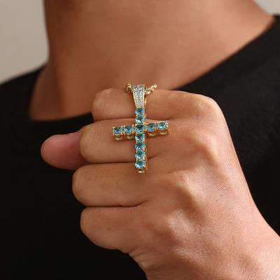 China Gold Plated Diamond Iced Out Cross Pendant 2021 New Arrival Charm White Gold Gold Cross Pendant for sale