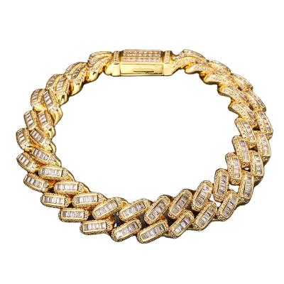 China 2021 New Hip Hop Fashion Punk Jewelry Miami Cuban Chain Bracelet Iced Out Diamond Bracelet for sale