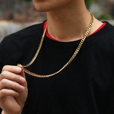 China Gold Plated Mini Cuban Chain 6.5 Width Stainless Steel Necklace for sale