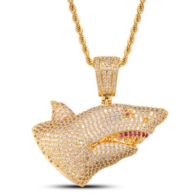 China Hot Sale Environmentally Friendly 18K Gold Plated Custom Jewelry Gold Pendant Shape Shark Child Birthday Gift for sale