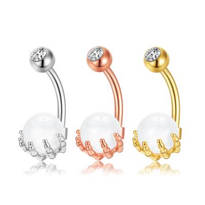 China Romantic Surgical Steel Belly Ring Skull Hand with Gem Ball Body Piercing Jewelry for sale