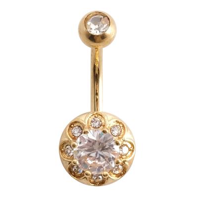 China Wholesale Romantic CZ Zircon Belly Button Ring Surgical Steel Gem Belly Button Ring for sale