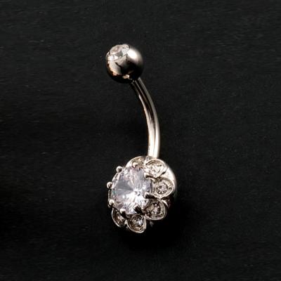 China Romantic Zircon Belly Button Diamond Navel Ring Stainless Steel Belly Jewelry Body Women Navel Piercing Ring for sale