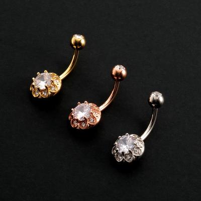 China Sexy CZ Romantic Women Dangle Belly Button Rings Navel Rings Steel Body Piercing Surgical Jewelry for sale