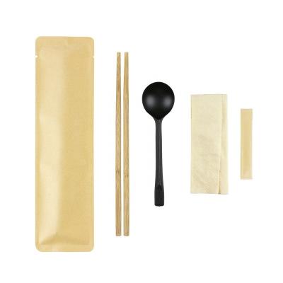 China Eco-friendly PLA Cutlery Set for Restaurants Includes Spoon Cutlery Bag and Chopsticks for sale