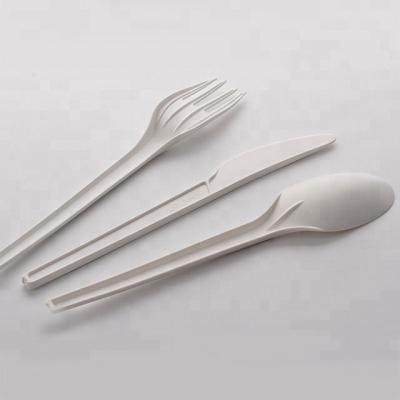 China Everyday Season Cutlery Set 100% Bio Degradable Compostable White Spoon Fork and Knife for sale