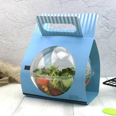 China Salad Bowl with Lid Paper Card Dimension 13.5* 5.3 6.5 cm Convenient and Eco-Friendly for sale