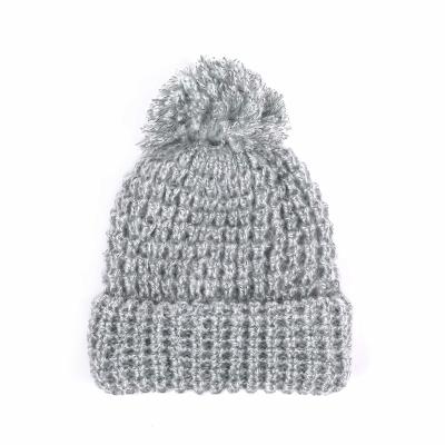 China JOINT Wholesale Beanies Hot Thick Double Layer Machine Waffle Knit Yarn Cuff Cap for sale