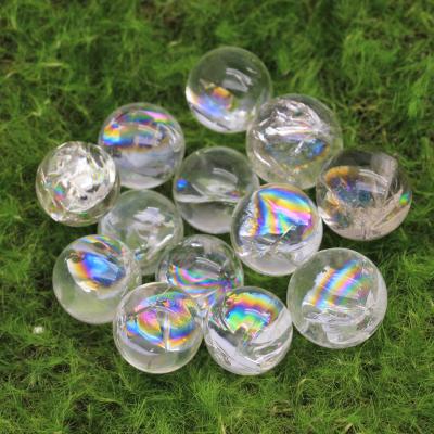 China Hot Sales China High Quality Fire and Ice Crackled Rainbow Clean Small Quartz Ball for Feng Shui Decoration for sale