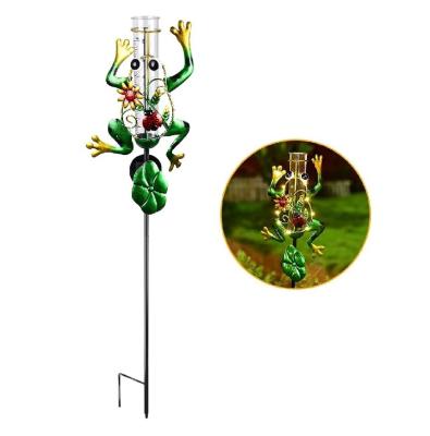 China FREE SAMPLE Outdoor Garden Lamp Frogs For Rain Gauge Solar Outdoor Decorative Metal Rain Gauge Stakes For Garden Yard Lawn LED Light for sale