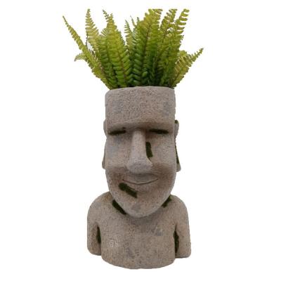 China Art Decor Wholesale Garden Decoration Magnesium Oxide Figurine Head Flower Vase for sale