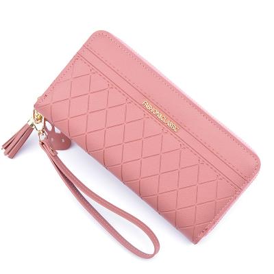 China 2021 New Fashion Women Handbags Long Wallet PU Waterproof Wallet With Tassel for sale