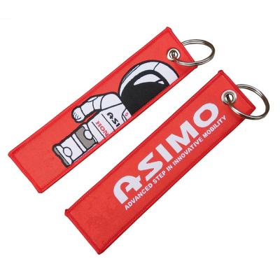 China Custom promotion gift fabric throw tags embroidery key rings woven keychains for promotion for sale