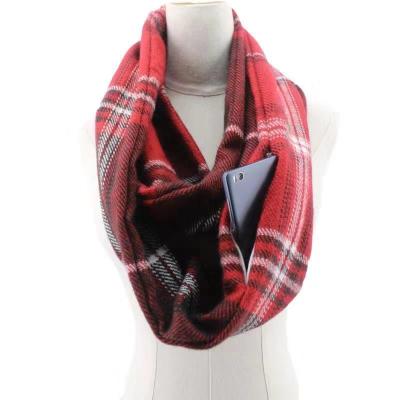 China European American Women Loop Scarf Zippered Secret Pocket Warm Couple Scarves Warm Winter Blanket Scarf for sale