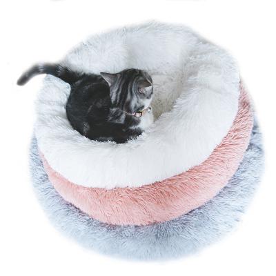 China Sustainable Soft Warm Long Round Plush Round Bed Modern Pet Bed for sale