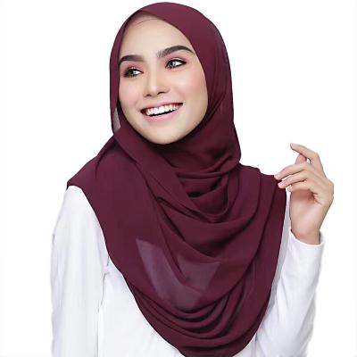 China 100% Polyester Soft Muslim Hijab Solid Color Hijab Tank Top Scarf Women Hijab New Styles Polyester for sale