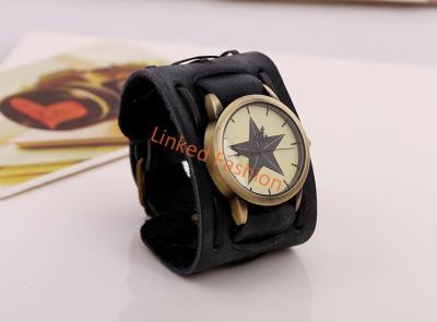 China 2015 Newest Punk Leather Strap Cuff Leather Watch For Men for sale