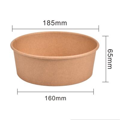 China Disposable Round 12-16oz Kraft Paper High Sales Quantity Custom Disposable Food Take Out Bowl With Lid for sale