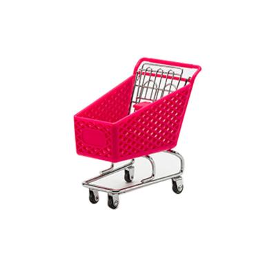 China wholesale Mini Shopping Cart Eco-friendly Supermarket Trolley Metal Pink Girl House Toys Office Reception Model for sale