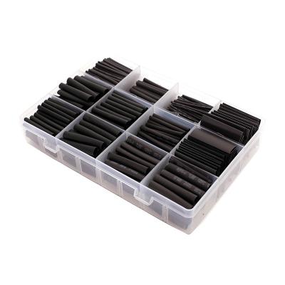 China 625pcs Dorm Administrator Heat Shrinkage Insulated High Voltage Black Thermal Sleeve Heat Shrink Tube Set for sale