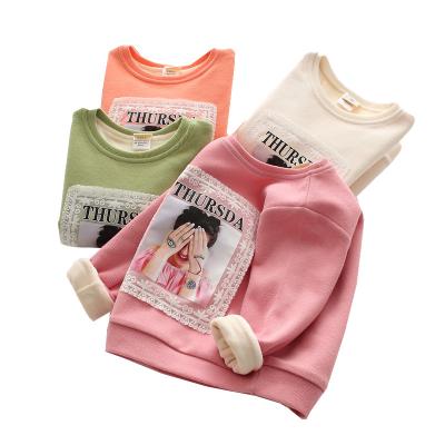 China New children's winter trend top girls breathable pure foreign warm casual crewneck air cotton baby plus fleece hoodie for sale