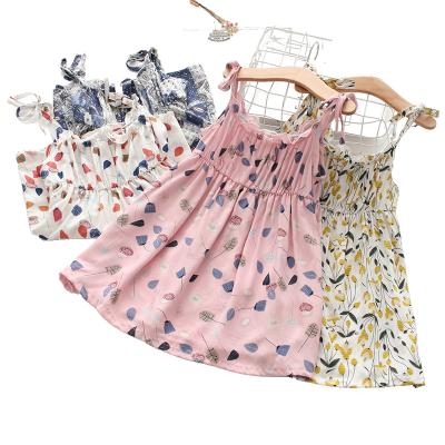 China Children's summer silk skirt of girls' breathable Korean cotton dress princess style sunbathing beach cotton rayon dress for sale