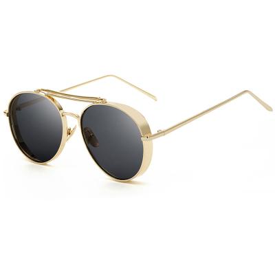 China Luxury Metal Sun Glasses Unisex Fashion Round Sun Glasses Vintage Steampunk Lens Coating Male Sun Glasses Retro for sale