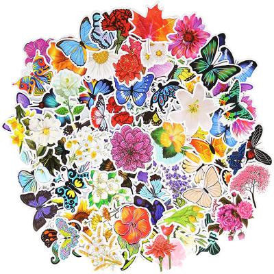 China Hot Sale Butterfly Flower Shape Safe Waterproof Adhesive Design Custom Sticker Die Cut for sale