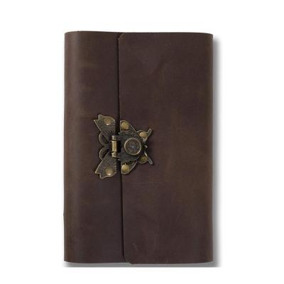 China Spiral Fancy Writing Simple Handmade Leather Students A6 Ring Binder Notebook for sale