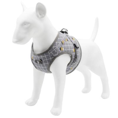 China High Quality Soft Breathable Plaid Dog Harness Lights Dog Vest Adjustable Leash Harness Dog Harness for sale