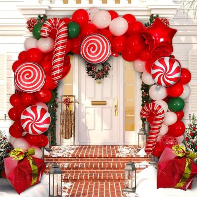 China Theme Aluminum Set Holiday Party Christmas Balloon Chain Christmas Movie Gift Decorative Cane Sequins Balloon Combo for sale