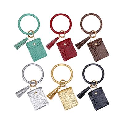 China PU Leather Wristband Coin Purse Key Chain Pendant Promotional Wrist Gifts Crocodile Keychain Female Keychain Pendant Keychain Key Holder for sale