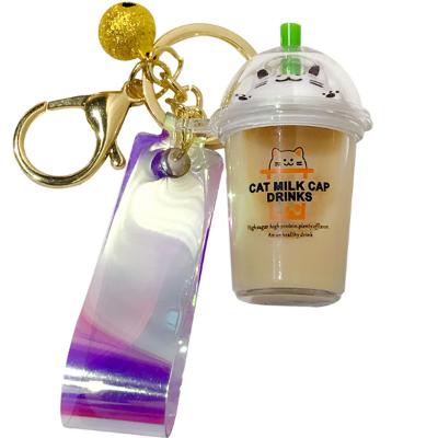 China Promotional gifts milk teacup personality girl acrylic backpack key chain pendant wholesale gift for sale