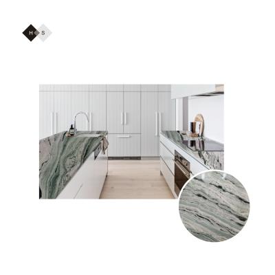 China Modern Huashow Natural Marmo Green Marble Stone countertop with kitchen sink home and kitchen & tabletop for sale