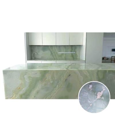 China Modern Huashow Marmo Green White Onyx Slabs Home kitchen Table Countertop worktops home decor for sale