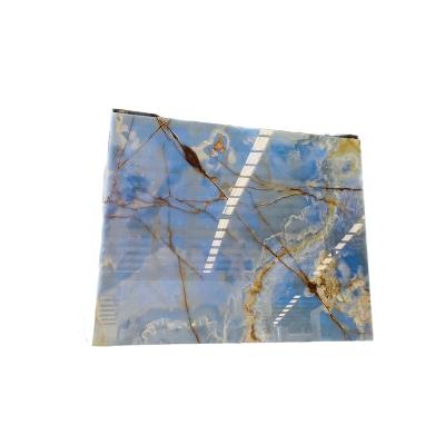 China Modern Cheap Price Polished Marble Tiles Floor Wall Tiles Coffee Table Marble Tv Background Marble Wall Panel Blue Onyx Slab for sale