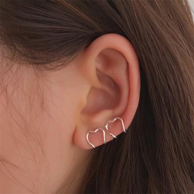 China Hot Sales Casual/Sporting Heart Ear Clip Gold Silver Alloy Ear Cuff Earrings For Women Men for sale