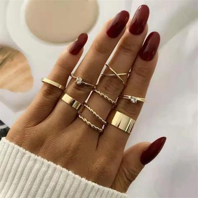 China Fashion Jewelry Punk Rings Bulk Wholesale CZ Braided Twist Knuckle Rings For Women for sale