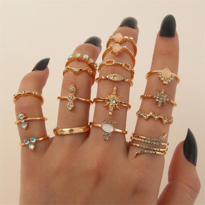 China Vintage Fashion Jewelry Opal Crystal Zircon Meteor Snake Geometric Gift Rings For Women for sale