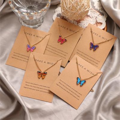 China Cute Fashionable Multiple Alloy Enamel Butterfly Choker Bohemian Necklace For Women for sale